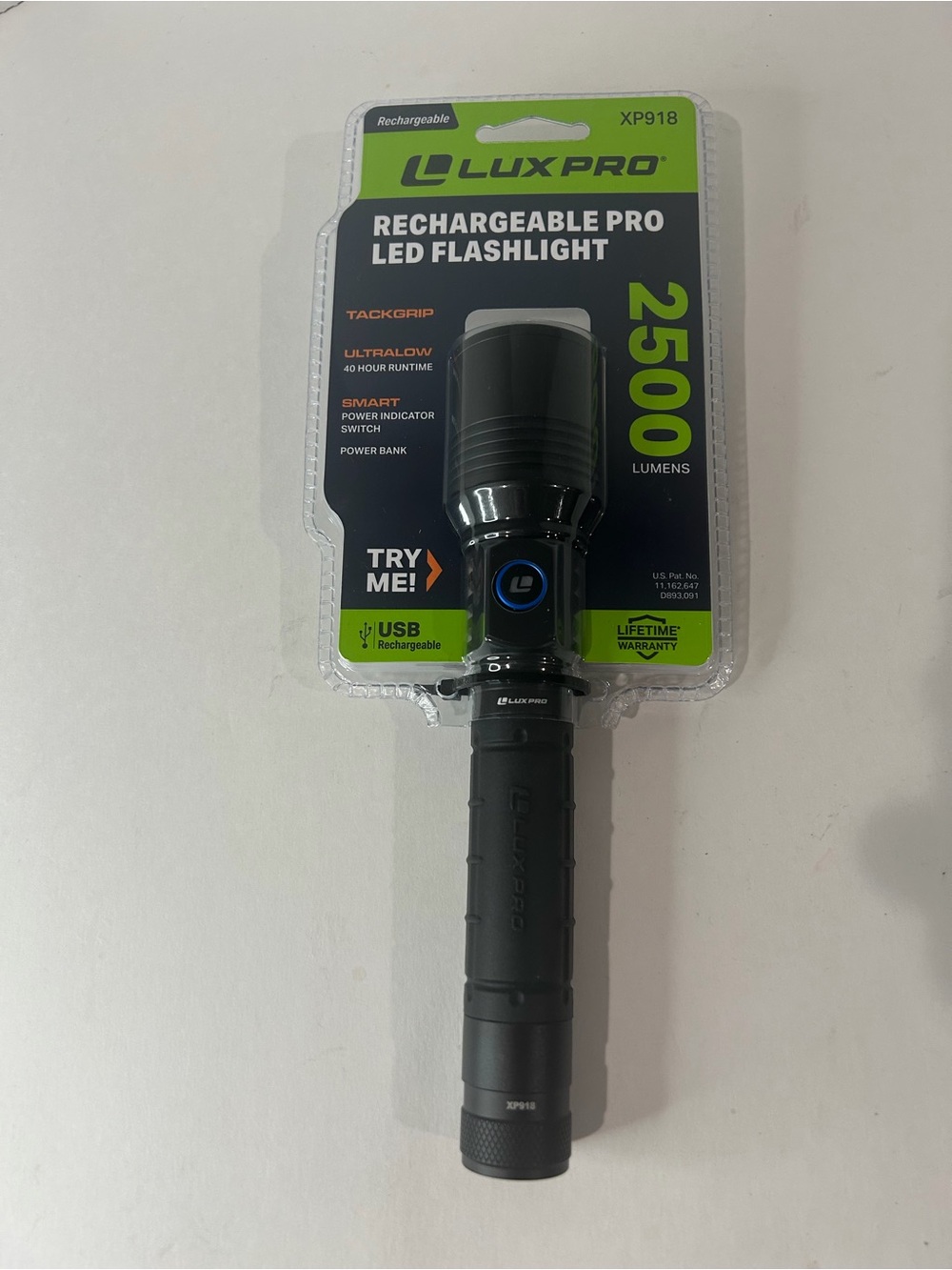 LUXPRO Rechargeable Flashlight with Powerbank 2500 Lumens